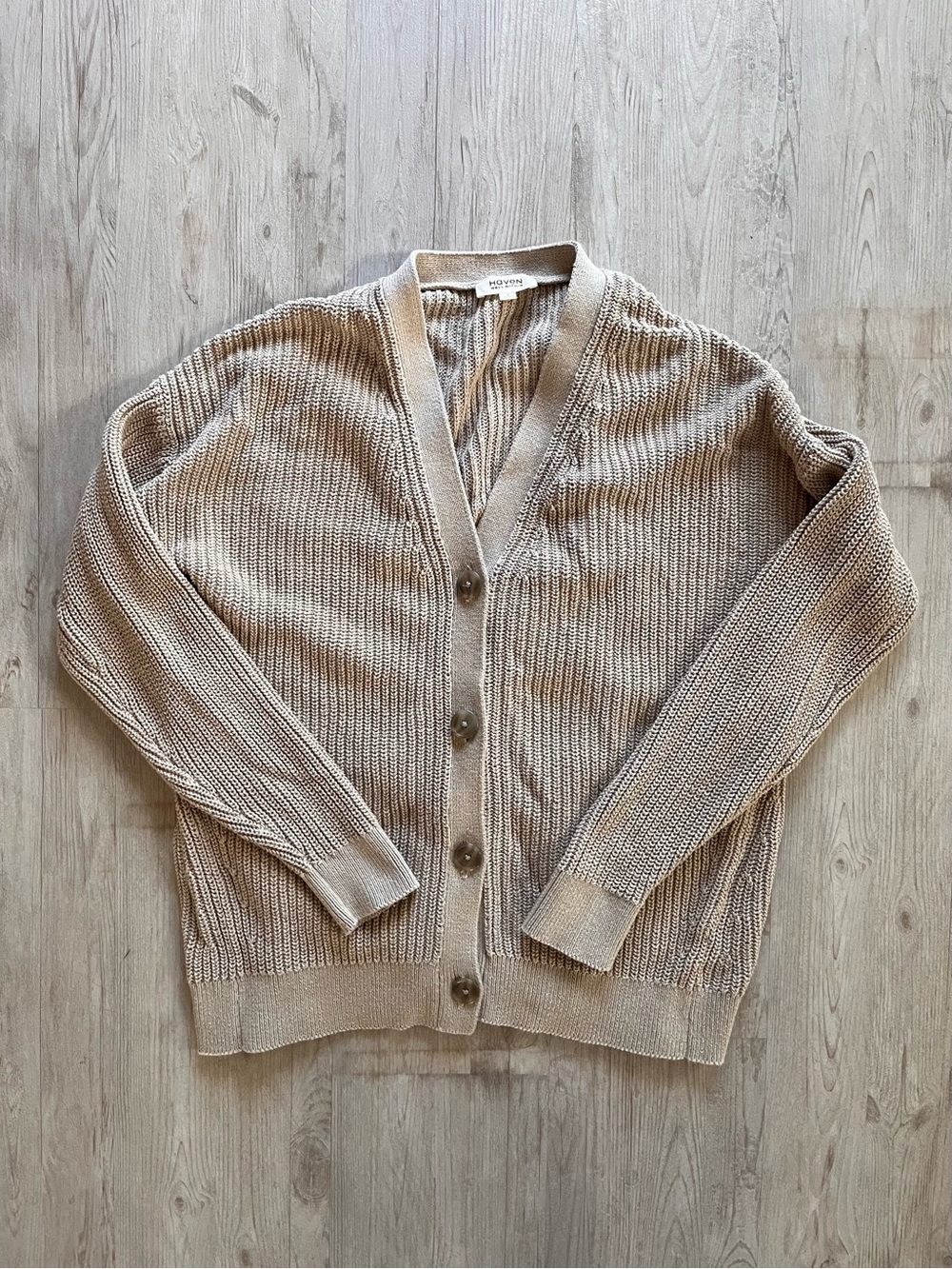 Light Taupe Knit Cardigan Sweater